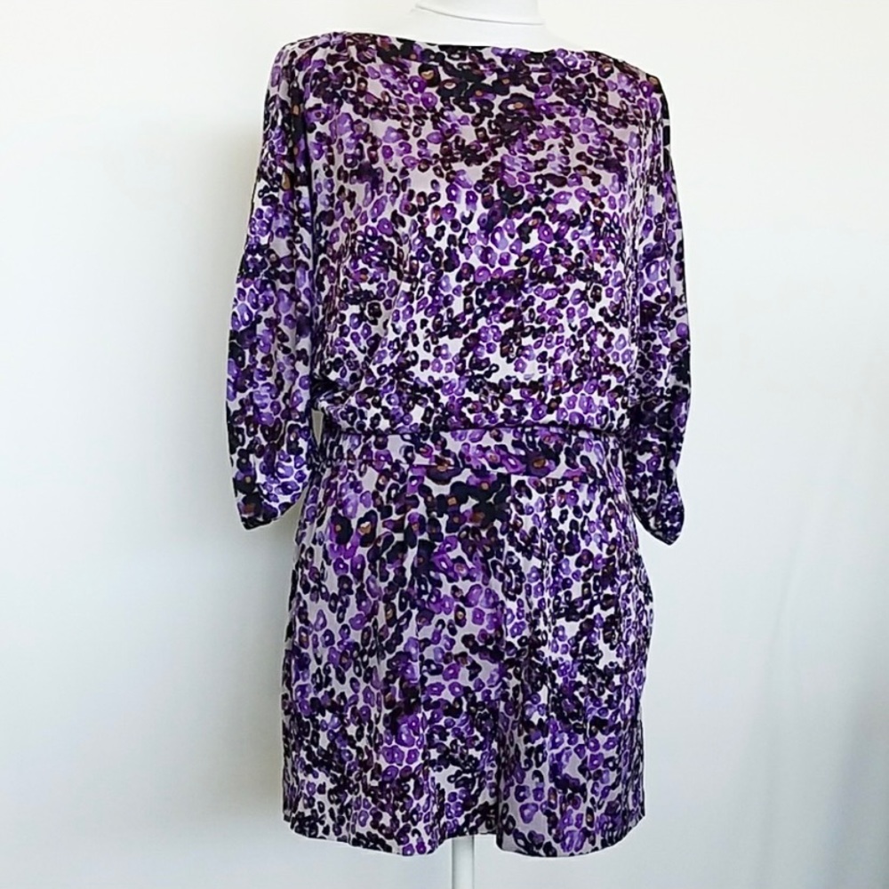 DVF FLORAL PURPLE ROMPER OPEN BACK